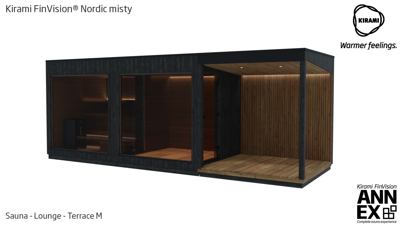 Kirami FinVision® -lounge Nordic misty, sauna, terasse M