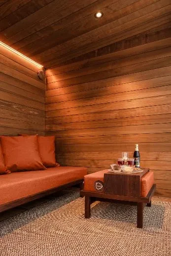 Kirami FinVision® -sofa set for lounge, with orange upholstery