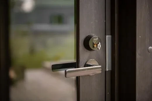 The changing room door can be locked