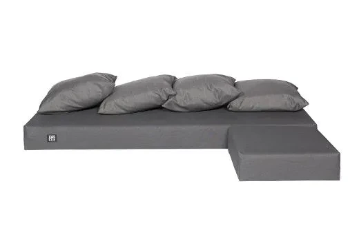Sofa set cushions (incl. sofa, ottoman and 4 x pillows), grey