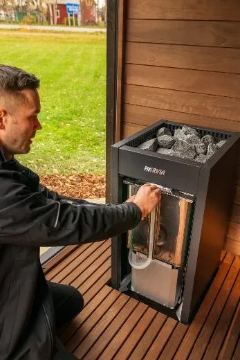 Kirami FinVision® -sauna M Misty, Harvia Virta Combi 10.8 kW - outdoor sauna