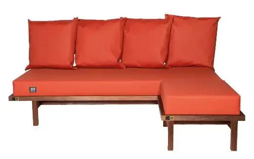 Orange Kirami FinVision® -sofa set Misty, includes sofa, ottoman and tray.